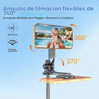 Trípode magnético para selfie de 53", base de 4 patas, montaje de 1