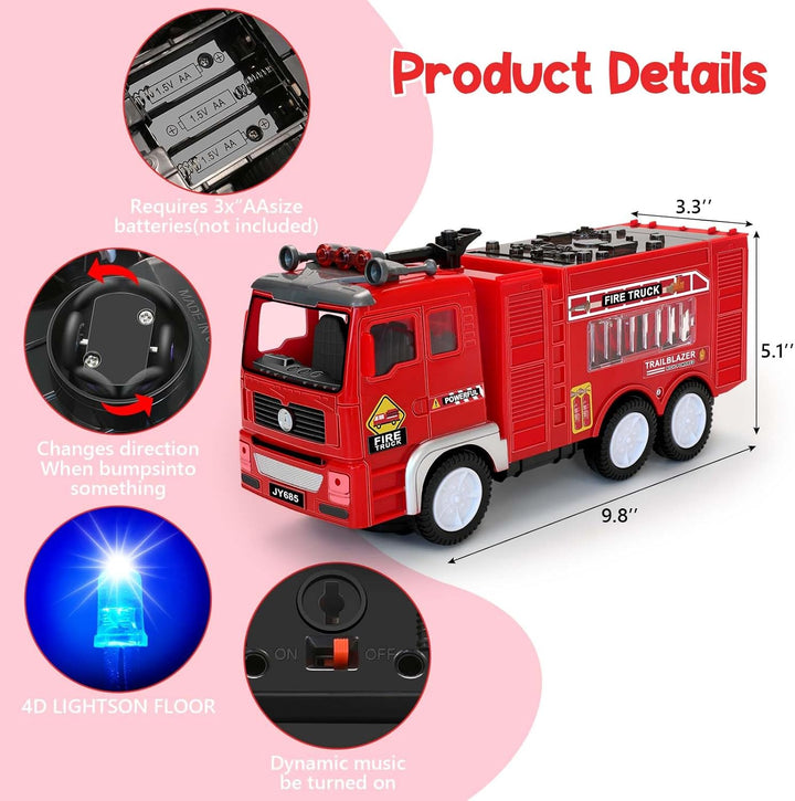Camión de Bomberos Juguetes con Música 4D Luz LED Automática Luz In...