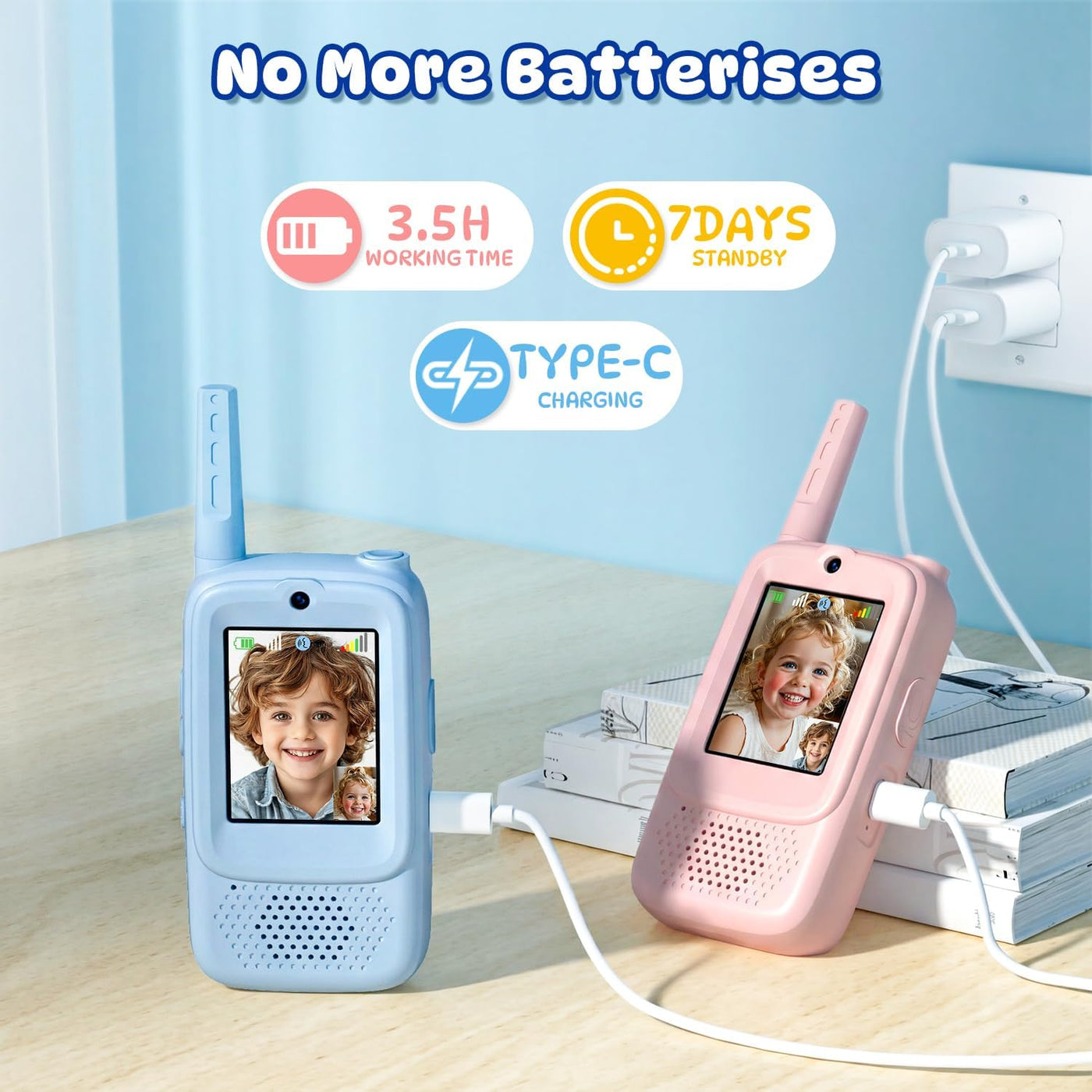 Walkie Talkies de video para niños paquete de 2 juguetes