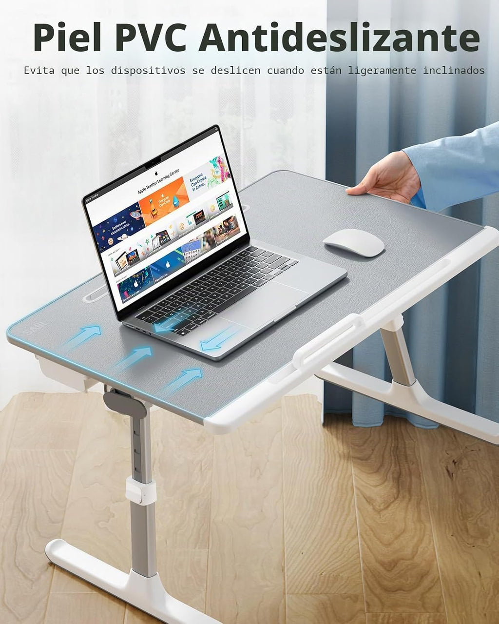 SAIJI - Escritorio de regazo para laptop para cama, mesa ajustable XL para