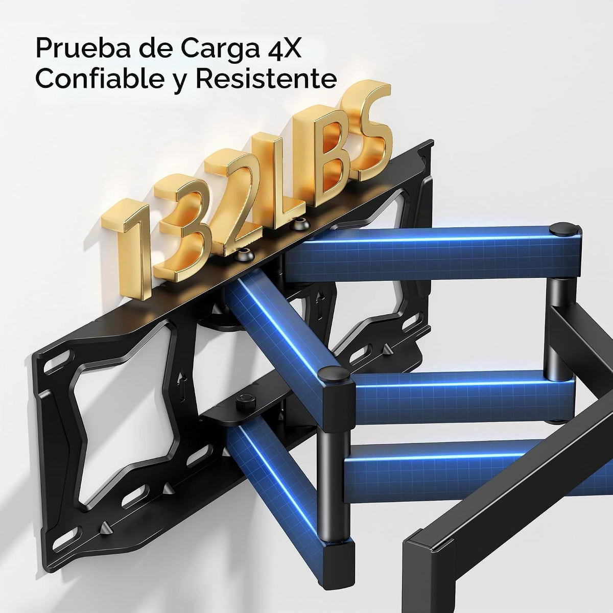Soporte de pared para TV de movimiento completo para la mayoría de televisores planos/curvos de 37"-86" de hasta 132 libras, soporte giratorio de inclinación con 6 brazos articulados, VESA máximo de 23.622 x 15.748 in, perno de madera máximo de 16