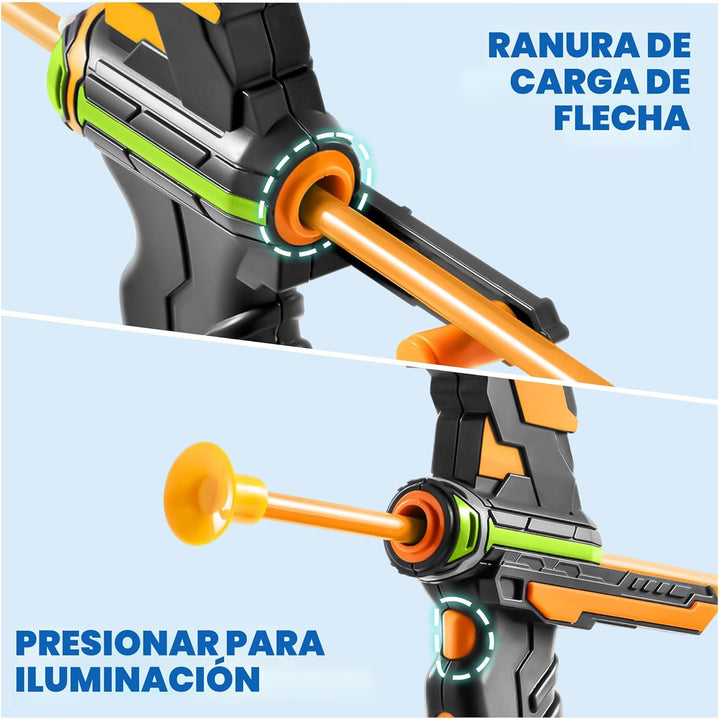 JOYIN Juego de arco y flecha para niños con luces LED intermitentes...