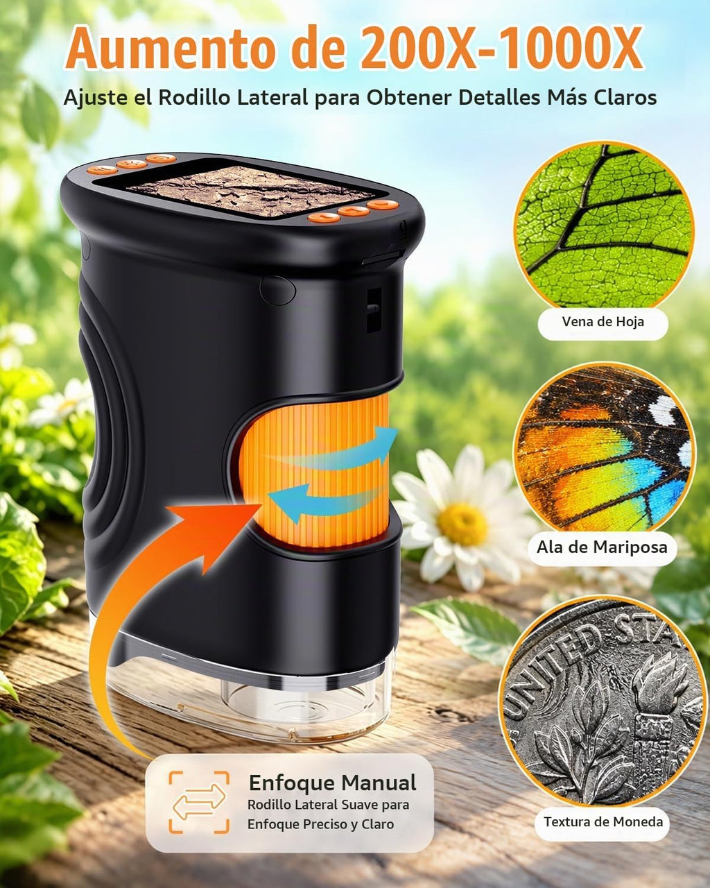 Lupa para niños Microscopio digital de mano de 2 pulgadas para niños