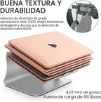 Soporte para portátil de aluminio con ventilación térmica, elevador para MacBook Air/Pro, Dell, HP, Lenovo, Microsoft Surface, Samsung de 11 a 16 pulgadas (color plateado espacial)