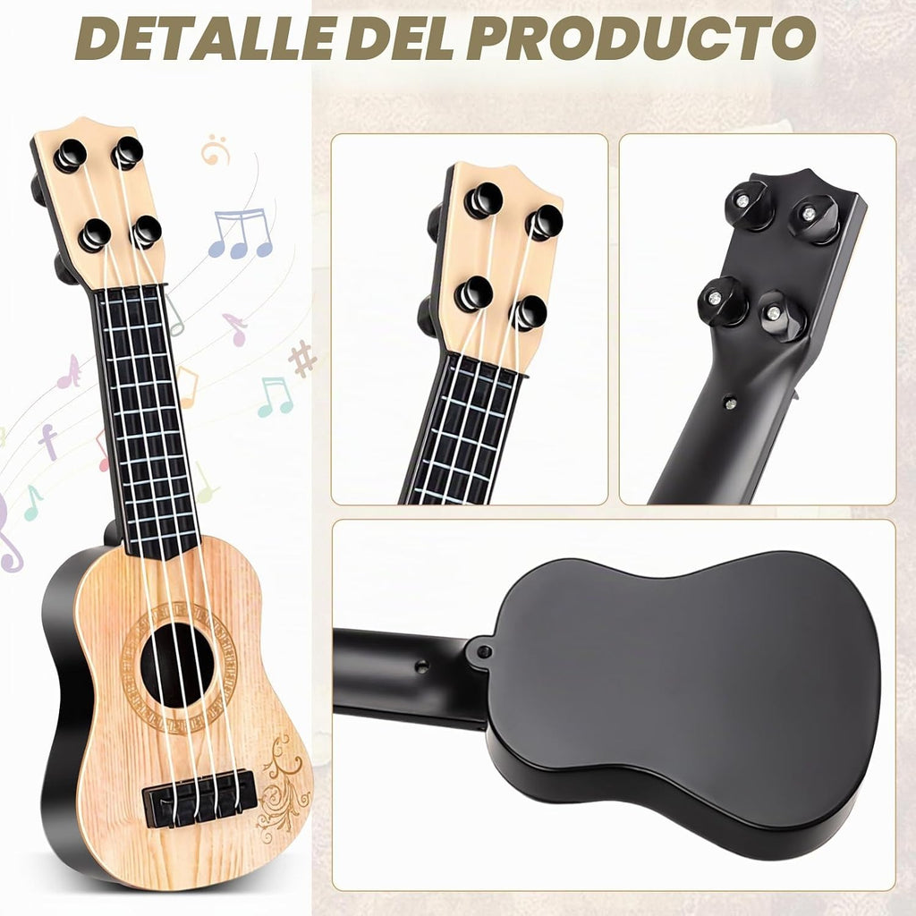 Mini guitarra para niños, 12 unidades, 10 pulgadas, 4 cuerdas, mini ukelele