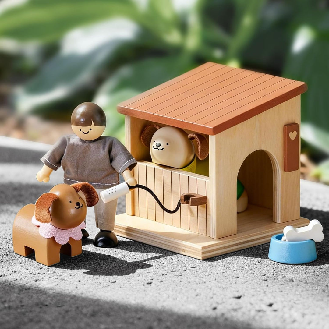 Tiny Land Juego de animales de casa de muñecas de madera para niños...
