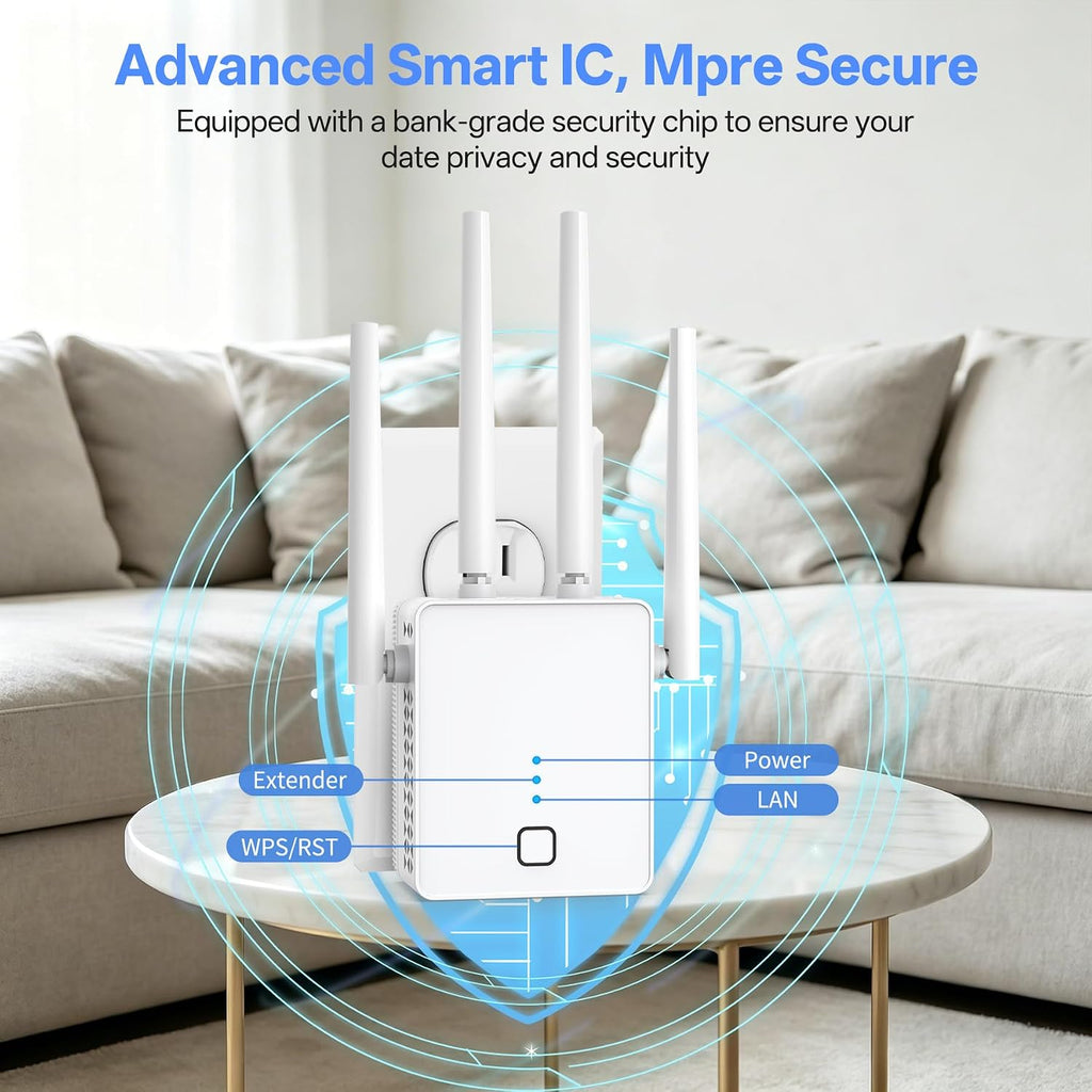 Nuevo extensor WiFi, amplificador WiFi 2026 de 1200 Mbps de doble banda (5.8 GHz/2.4 GHz), amplificador de señal WiFi para el hogar con puerto Ethernet cubre hasta 19999 pies cuadrados y más de 125
