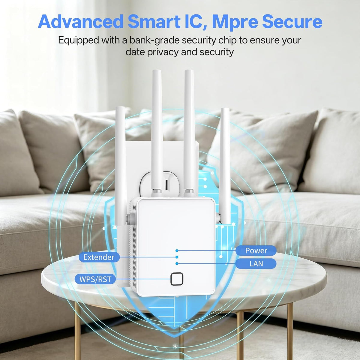 Nuevo extensor WiFi, amplificador WiFi 2026 de 1200 Mbps de doble banda (5.8 GHz/2.4 GHz), amplificador de señal WiFi para el hogar con puerto Ethernet cubre hasta 19999 pies cuadrados y más de 125
