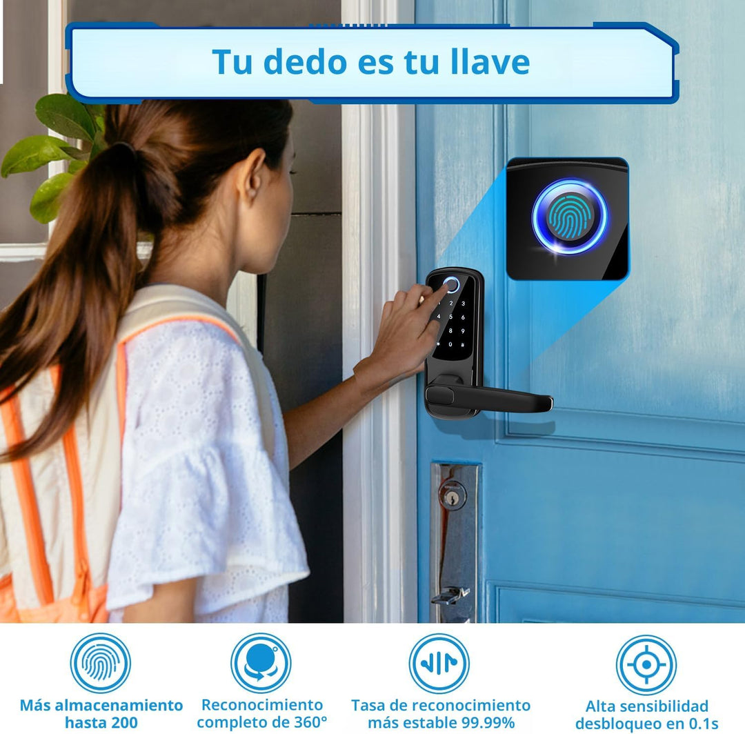 Cerradura de puerta inteligente con asa, cerradura digital de entra...