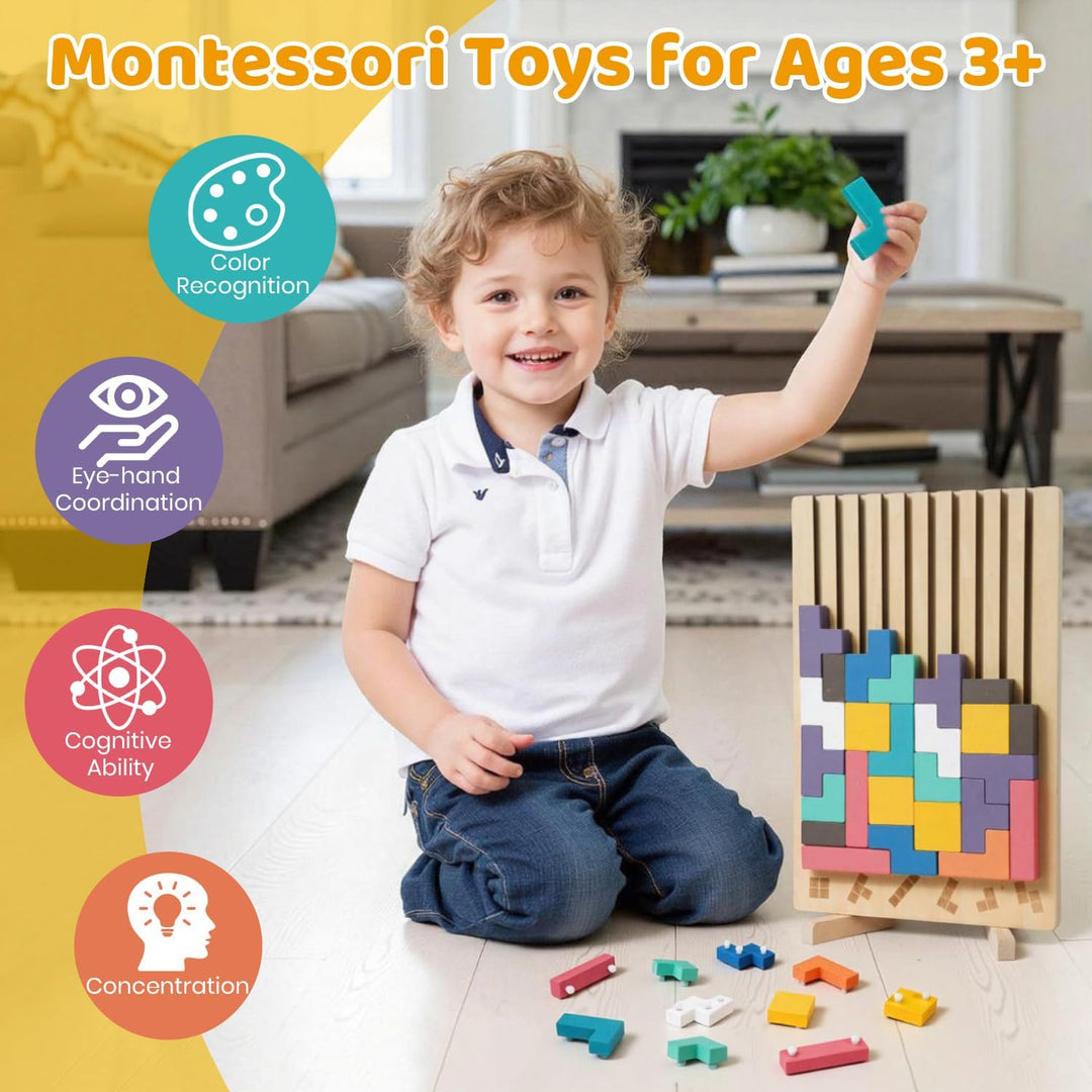 Rompecabezas de madera Montessori 3D de bloque ruso