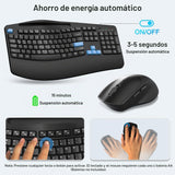 Combo de teclado y mouse inalámbricos, teclas de onda ergonómicas d...