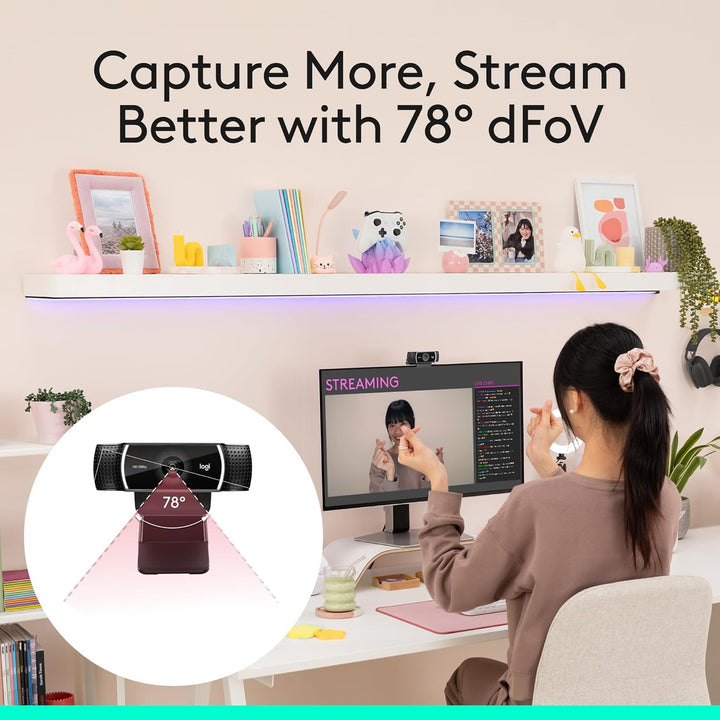 Logitech Cámara web C922x HD Pro para PC, Full HD 1080p\/30fps o vi...