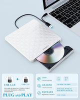 ORIGBELIE Unidad Externa de CD\/DVD para Laptop, Ultra Delgada de 1...