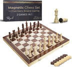 Juego de ajedrez magnético y damas, tablero de madera plegable de 15 x 15
