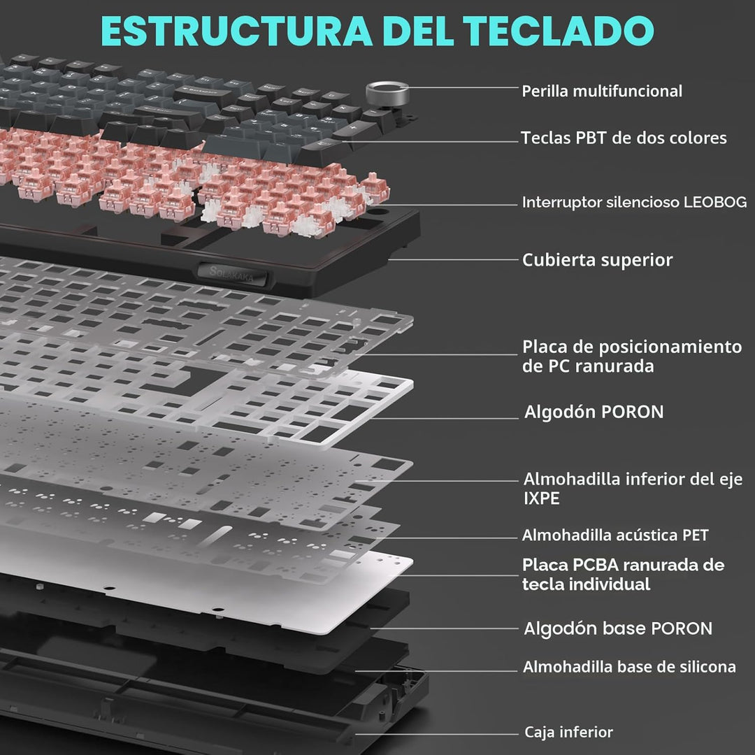 SOLAKAKA KI99 Pro - Teclado mecánico inalámbrico con interruptor si...