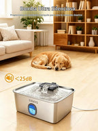 SIBAYS Fuente de agua grande para perros de 4 galones/15L, fuente de acero inoxidable para mascotas con ventana de agua y luz LED, dispensador automático ultra silencioso para perros grandes y múltiples mascotas, fácil de limpiar FS76