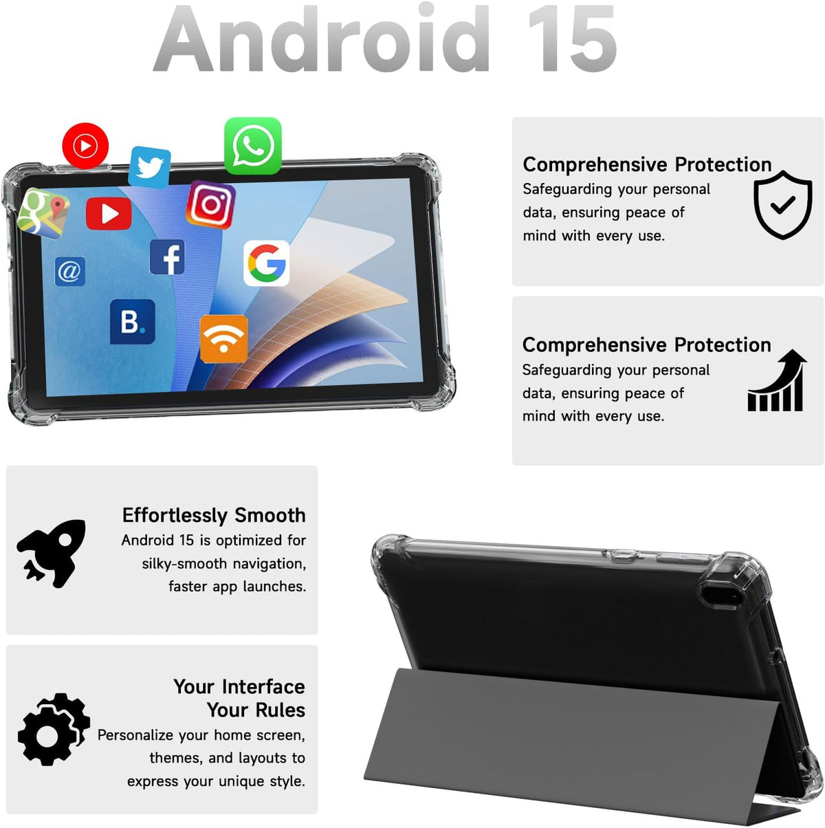BYANDBY Tablet 7 pulgadas Android 15.0 Tablet, 8GB+32GB ROM (1TB Ex...