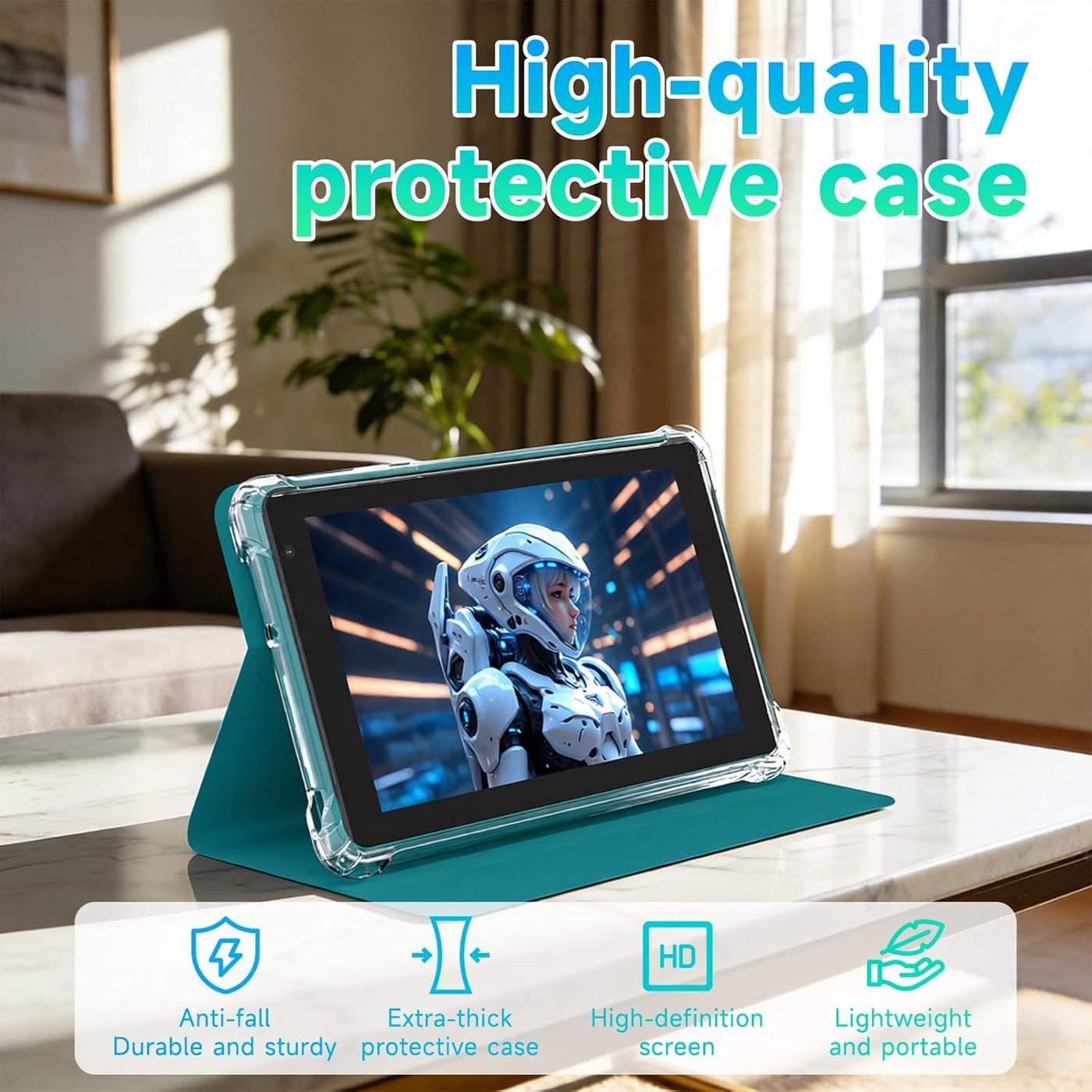 NOVOJOY Tablet de 7 pulgadas con funda, Android 15 Tablet PC, 32 GB...