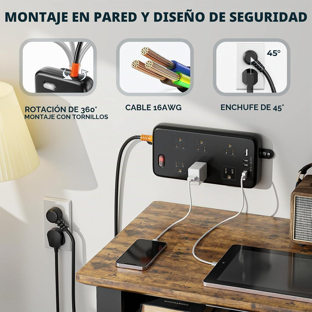 Regleta de alimentación para exteriores resistente a la intemperie, cable