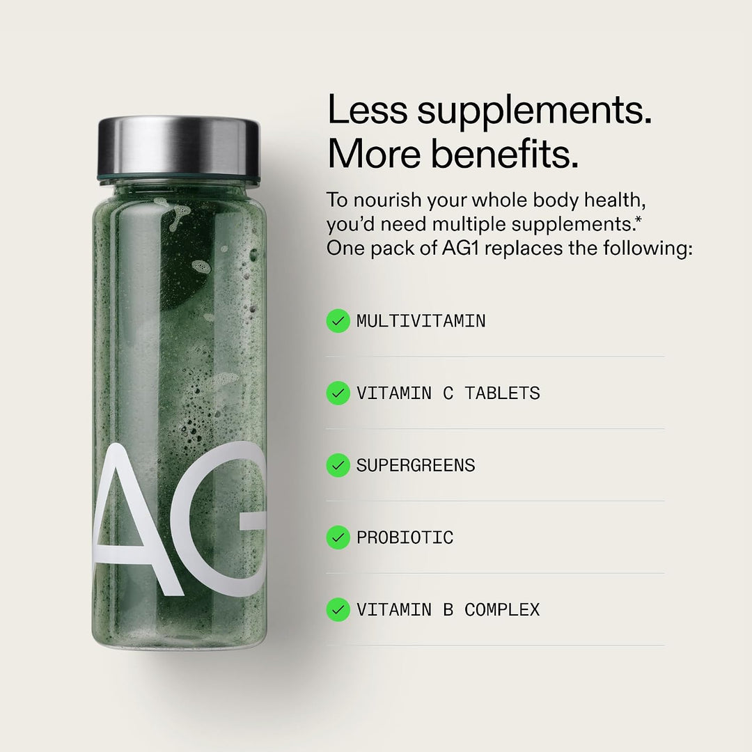 AG1 Multivitamina para Hombres y Mujeres, Suplemento de Polvo de Ve...