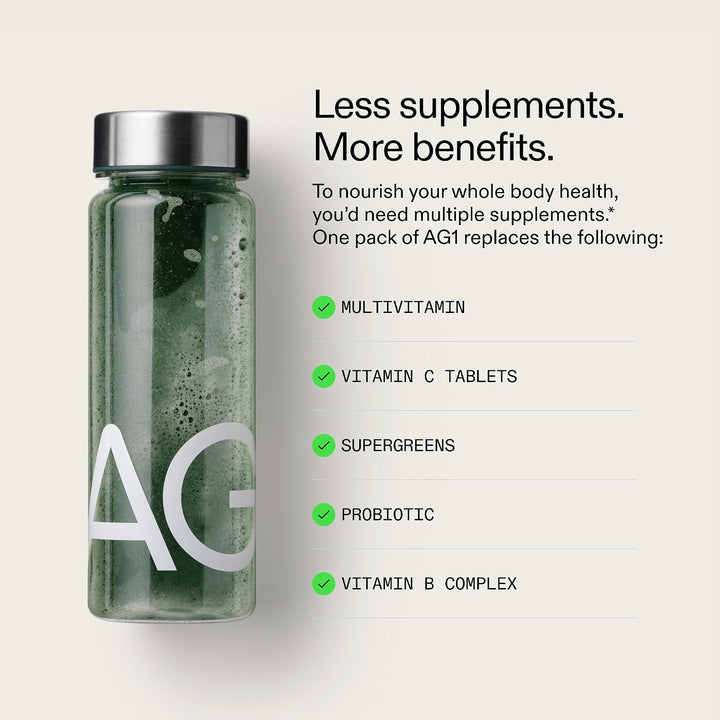 AG1 Multivitamina para Hombres y Mujeres, Suplemento de Polvo de Ve...