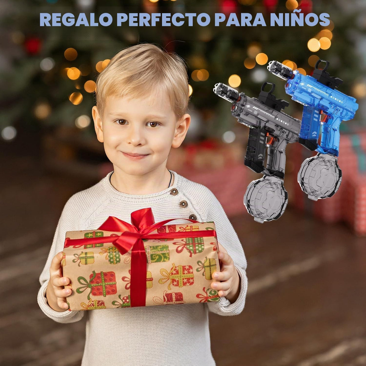 Pistola de agua eléctrica, paquete de 2 unidades para niños y niños, pistola de chorro, pistola de agua, automático con tanque de agua grande de 800 cc, diseño intermitente iluminado, juguete