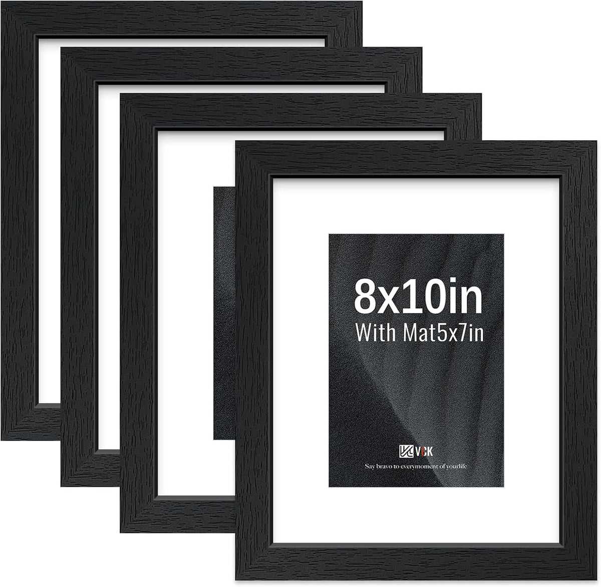 Portarretratos de 8 x 10 pulgadas, 4 unidades, madera maciza negra