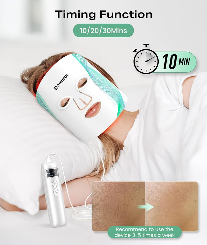 ADIUPUL Máscara de terapia de luz roja para cara, 432 LED terapia d...