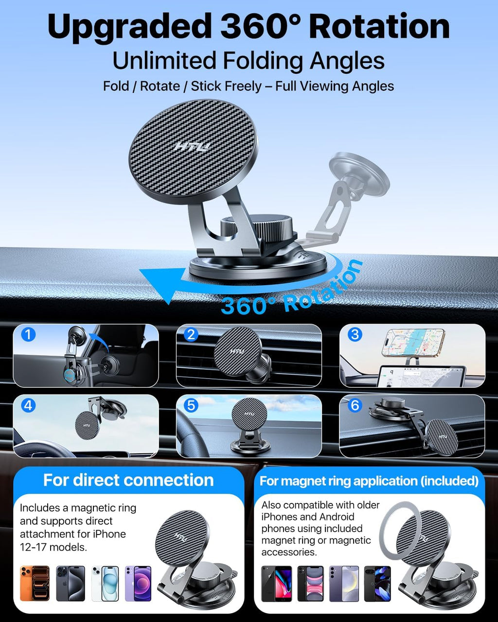 【La mejor rotación de 360° y plegable para soporte magnético de