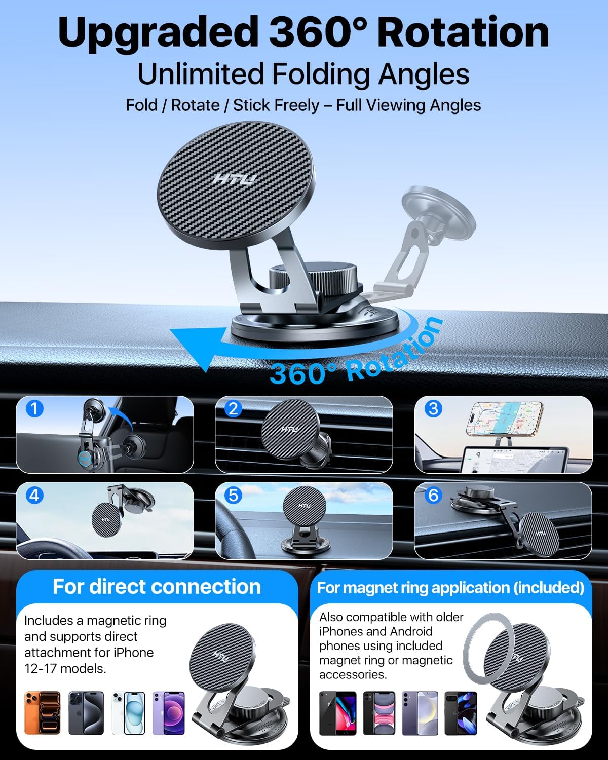 【La mejor rotación de 360° y plegable para soporte magnético de