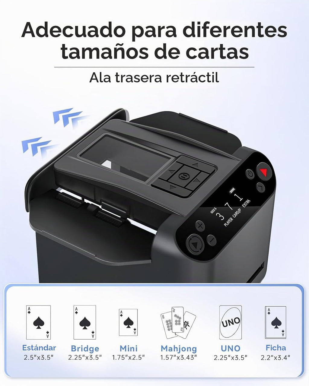 Barajador automático de cartas y distribuidor 2 en 1, máquina de distribución giratoria de 360° de 2 barajas para 12 jugadores, 4 controles remotos de dibujo, máquina barajadora de cartas recargable para póker, fase 10 (negro)