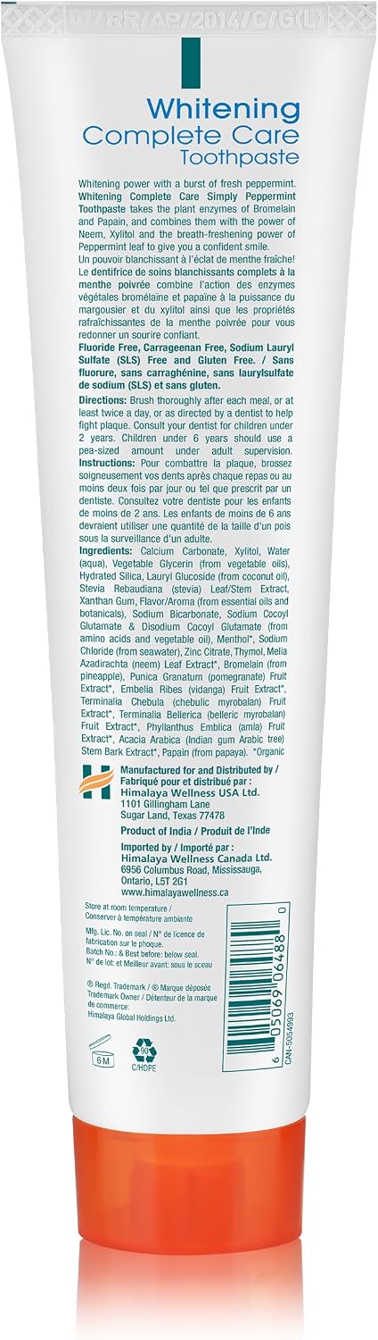 Himalaya Botanique Complete Care - Pasta de dientes blanqueadora, s...