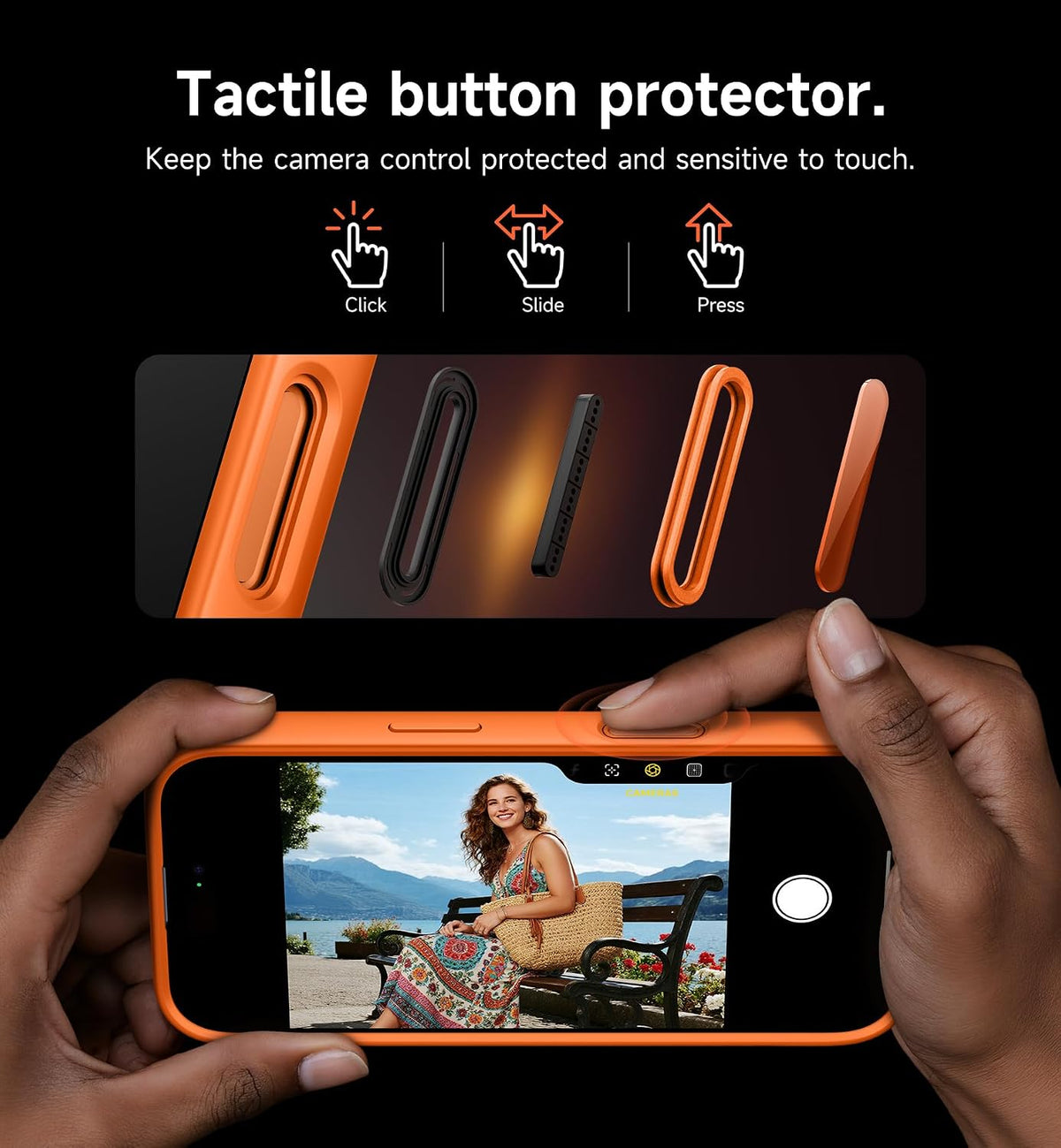 SURITCH para iPhone 18 Pro Case para MagSafe, Protección de cámara, Naranja