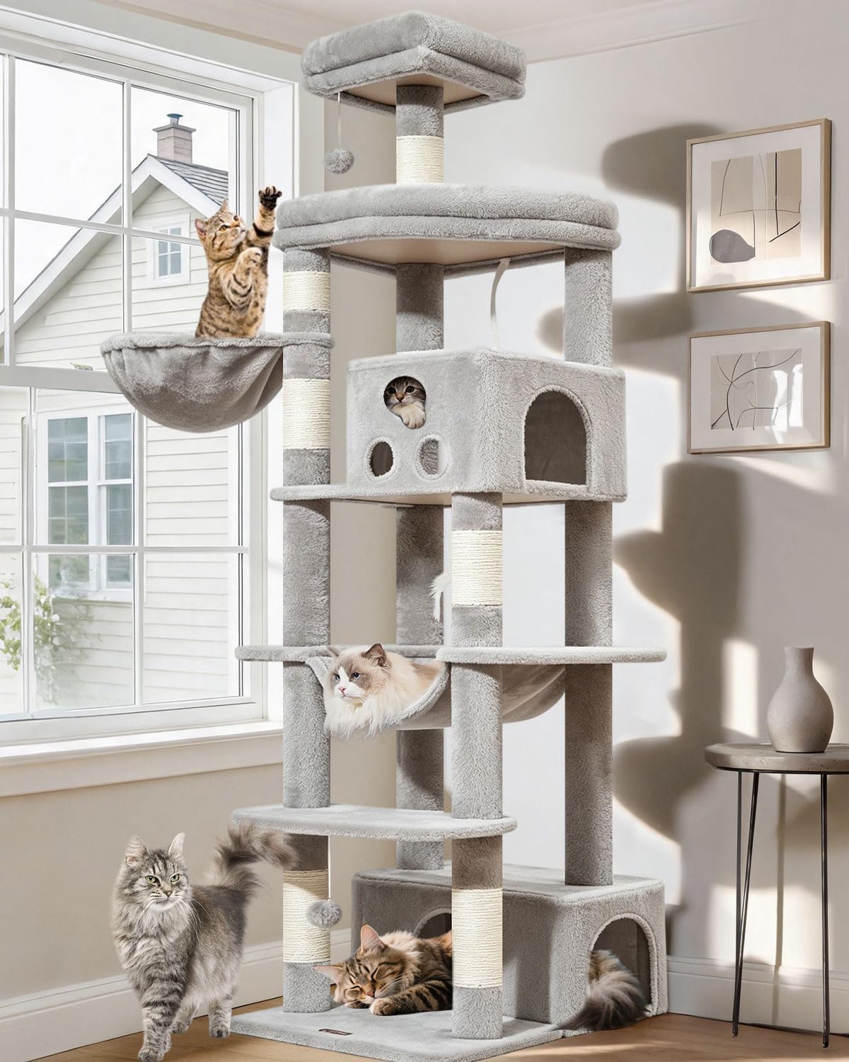 Taoqimiao Árbol para gatos de 79 pulgadas, torre grande alta para gatos