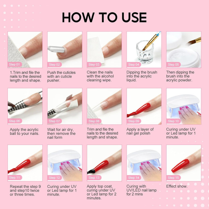 Kit de uñas acrílicas para principiantes con todo profesional, 3 pi...