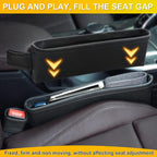 Paquete de 2 Organizadores Rellenadores de Espacios de Asiento de Coche Actualizados, Caja de Almacenamiento de Consola de Cuero, Bolsillo Lateral Delantero, Organizadores de Asientos con