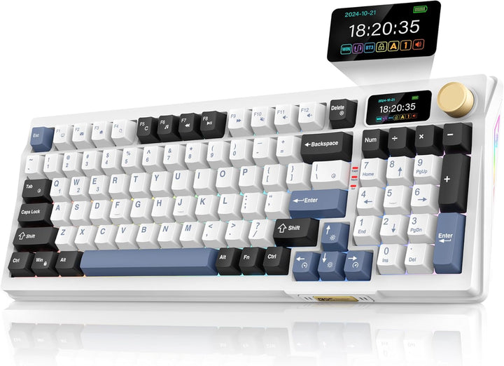 RedThunder Teclado mecánico inalámbrico K95, pantalla y perilla TFT...