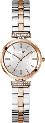 GUESS Reloj analógico de cuero dorado