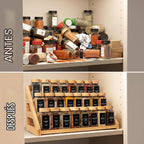Estante para especias, organizador de especias, 3 niveles, de bambú, solución para almacenamiento de especias en cocinas, encimeras, salas de almacenamiento y otros lugares