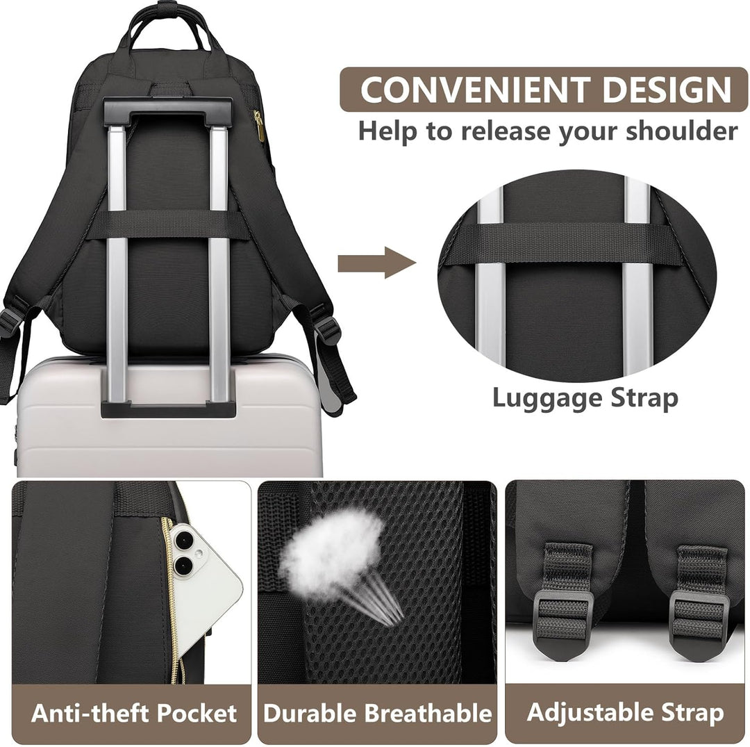 bagswan Mochila para laptop para mujer, 54-Negro, 15,6 pulg., Mochi...