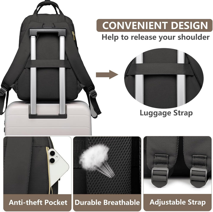 bagswan Mochila para laptop para mujer, 54-Negro, 15,6 pulg., Mochi...