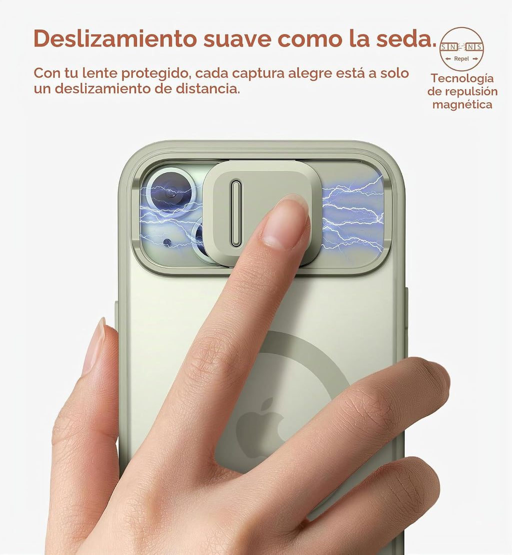 SURITCH Funda para iPhone 15, compatible con MagSafe, soporte integrado y cubierta de cámara y parte trasera translúcida, funda protectora resistente a prueba de golpes de 6.1 pulgadas, verde