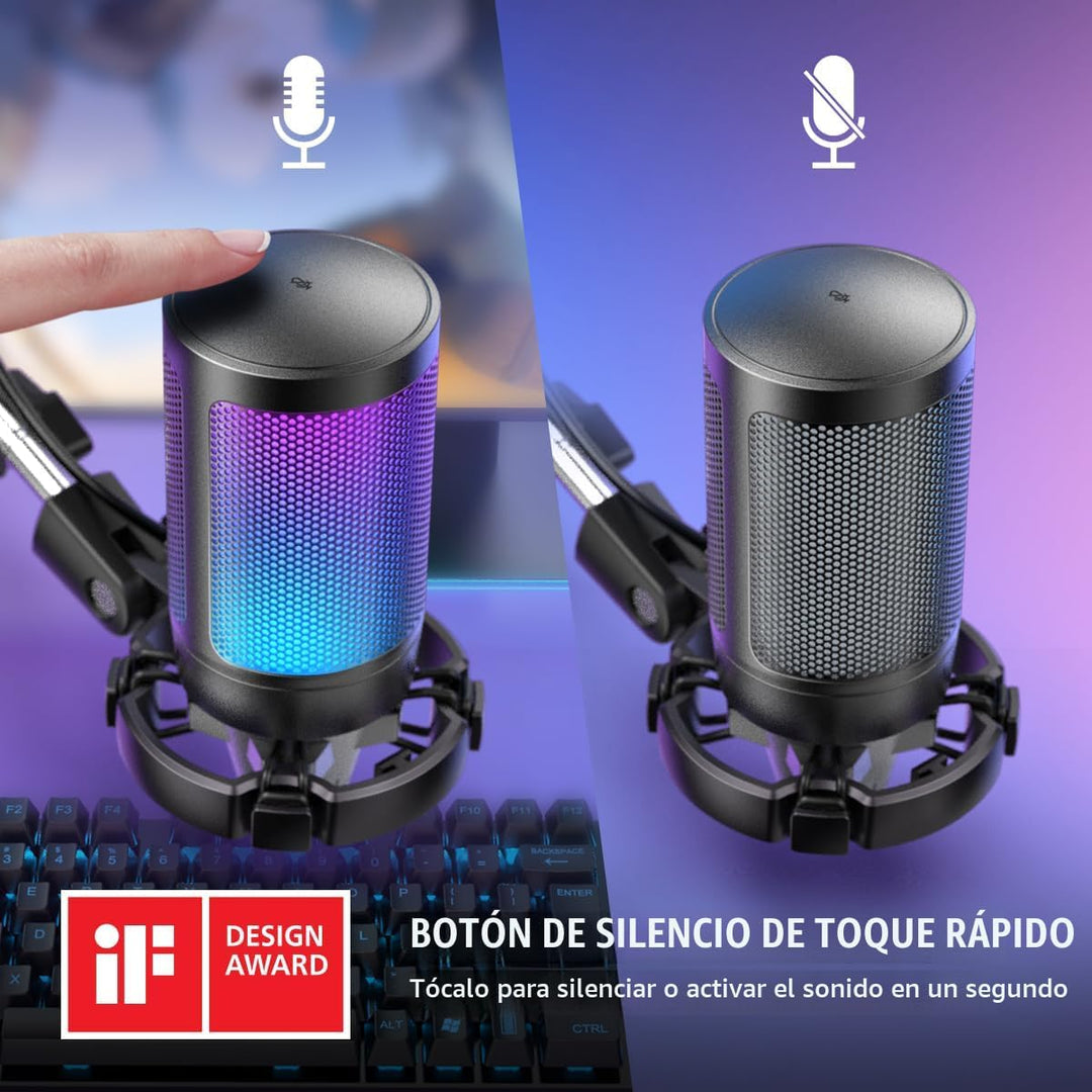 FIFINE Gaming PC USB Microphone, Podcast Condenser Mic with Boom Ar...
