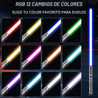 Sable de luz para duelos pesados Pro, movimiento suave, control de movimiento, empuñadura de metal, 16 fuentes de sonido, espada blaster, accesorios para Halloween, cosplay (RGB premium, hoja