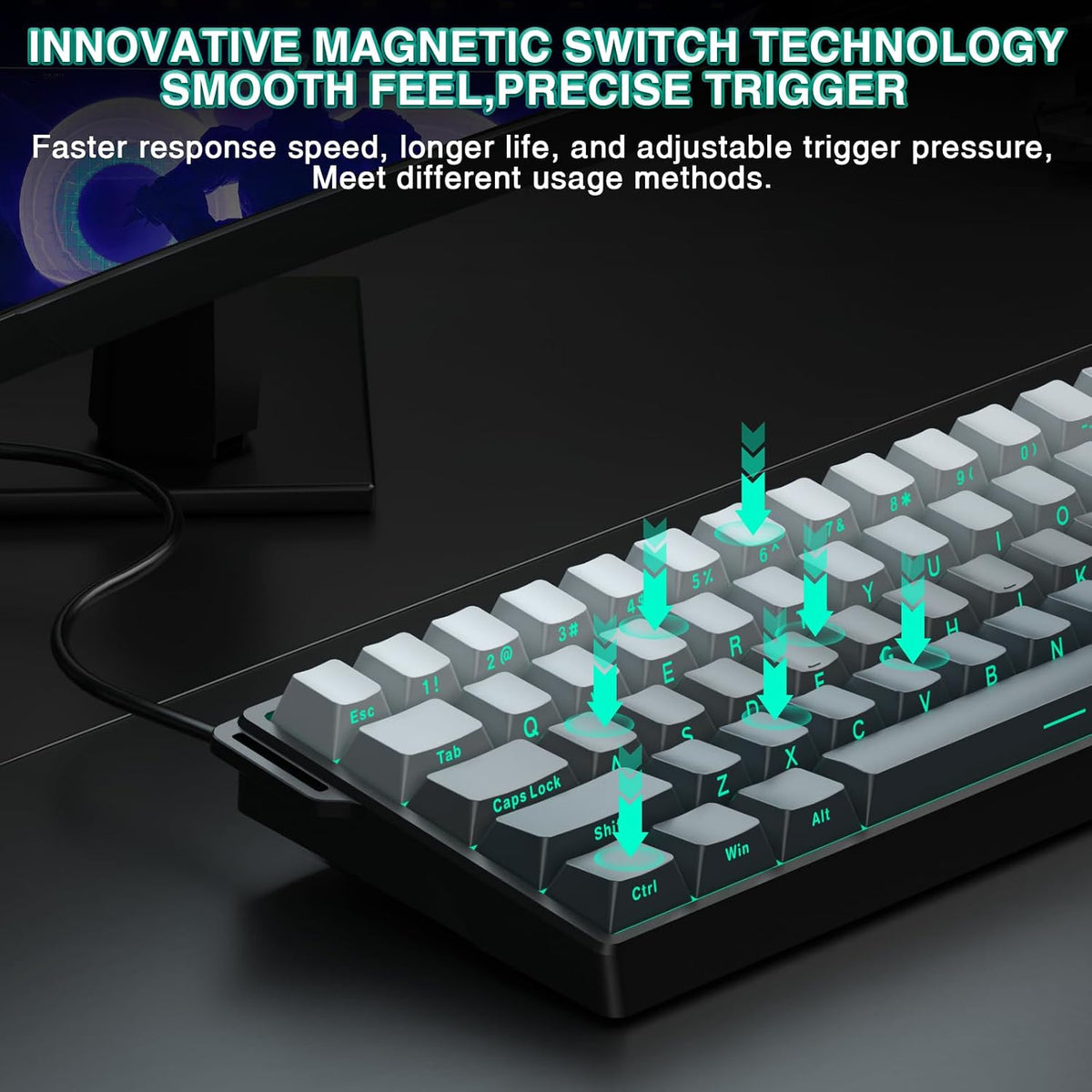Aula WIN60 HE - 60% Teclado mecánico para juegos con cable, interru...
