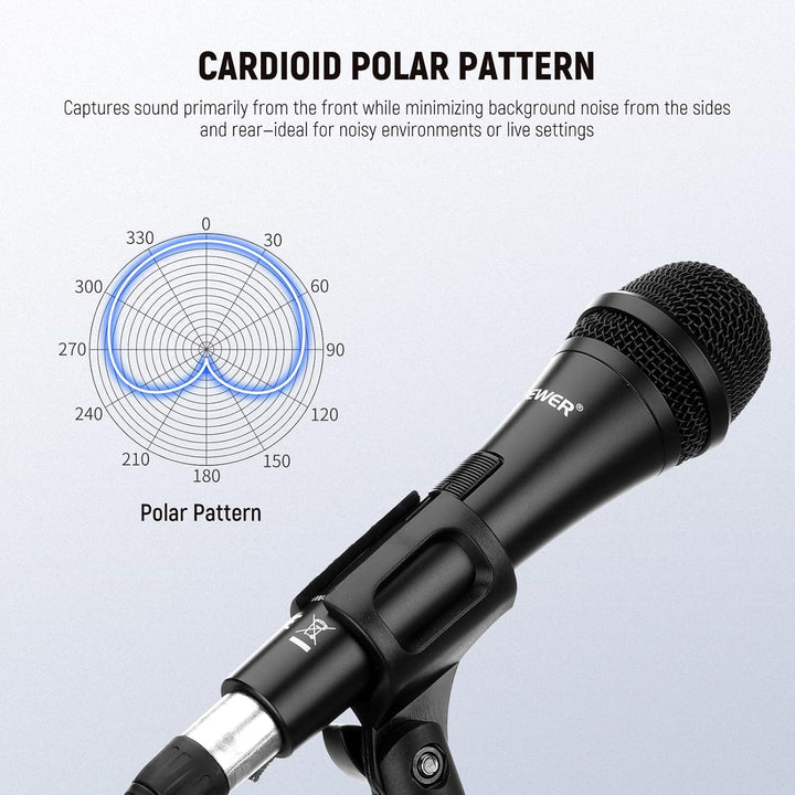 NEEWER NW-040 Micrófono dinámico cardioide con cable XLR, carcasa d...