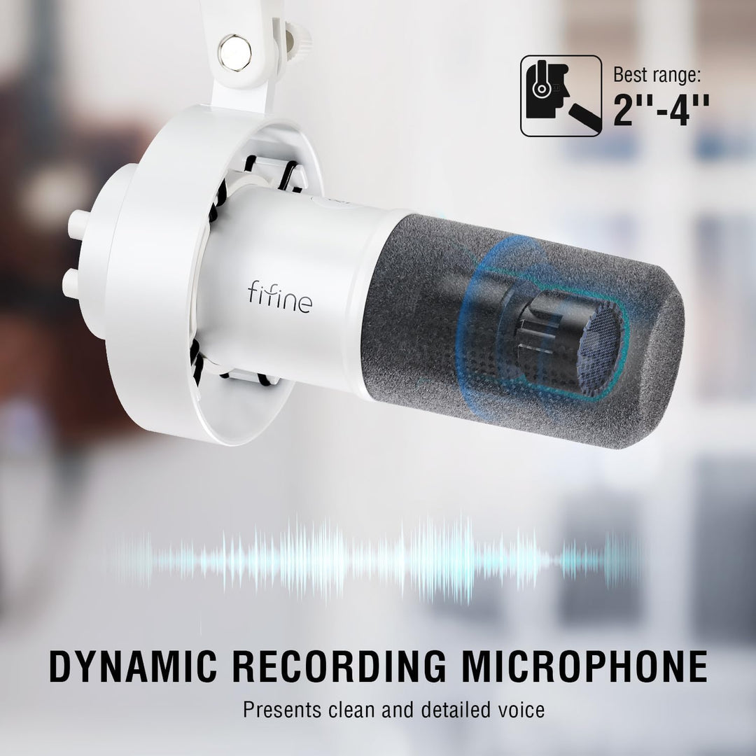 FIFINE Micrófono dinámico de estudio XLR, micrófono USB para PC y p...