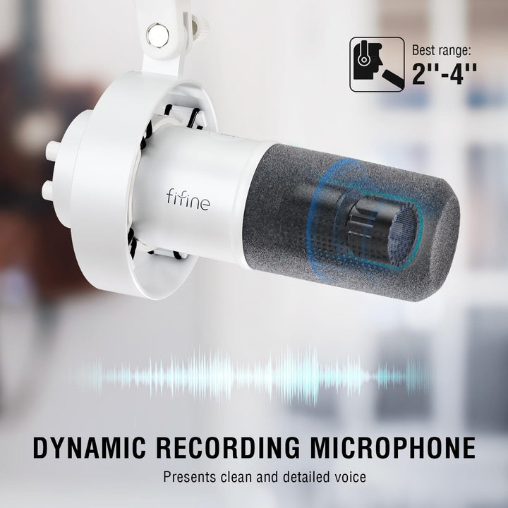 FIFINE Micrófono dinámico de estudio XLR, micrófono USB para PC y p...
