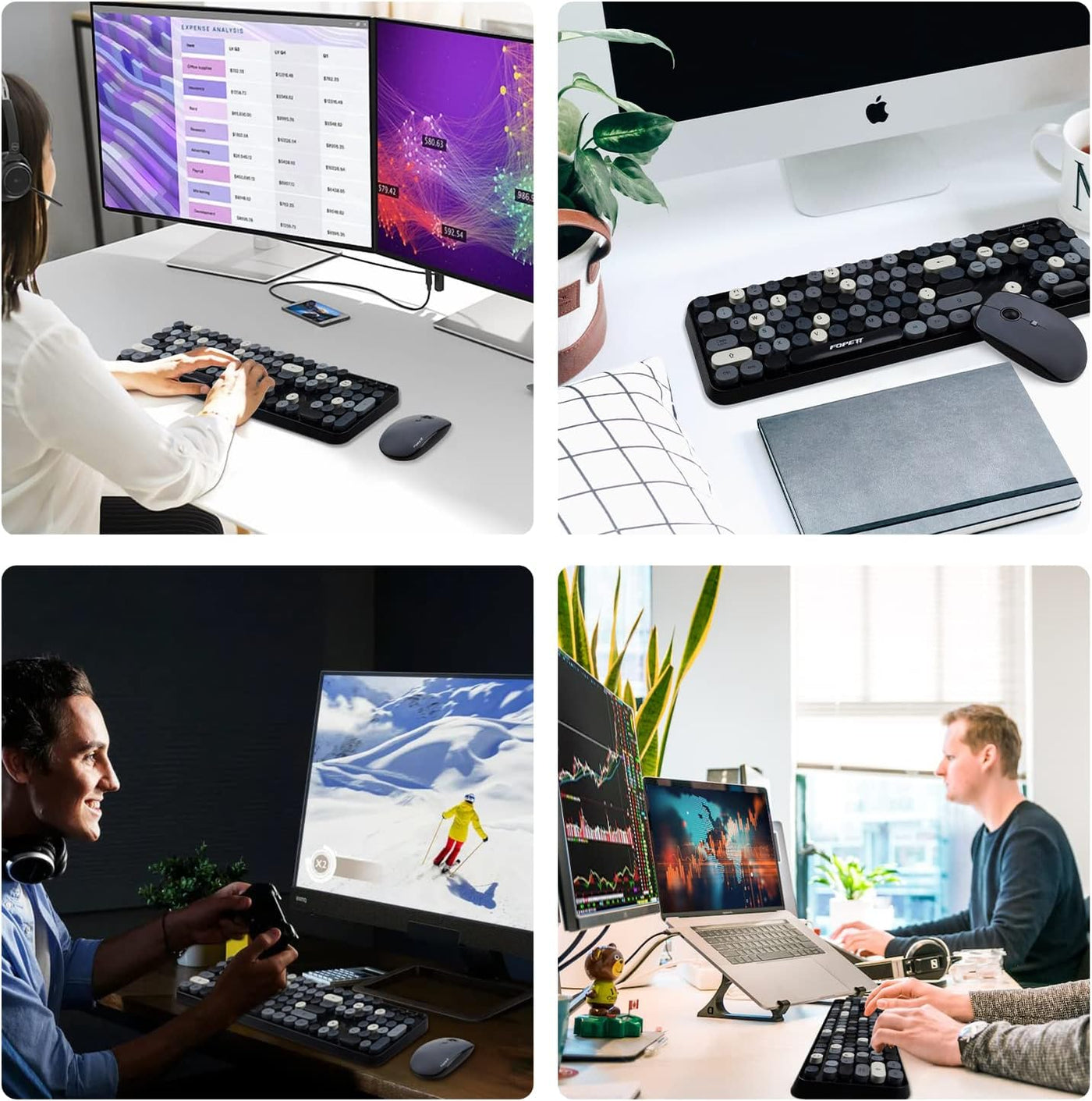 Juegos de teclado y ratón FOPETT, juegos de teclado y ratón inalámb...