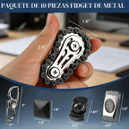 Juego de 10 juguetes antiestrés EDC de metal de alta calidad, silenciosos para adultos, juguetes sensoriales para aliviar el estrés para TDAH TOC, deslizadores de metal resistentes, juguetes